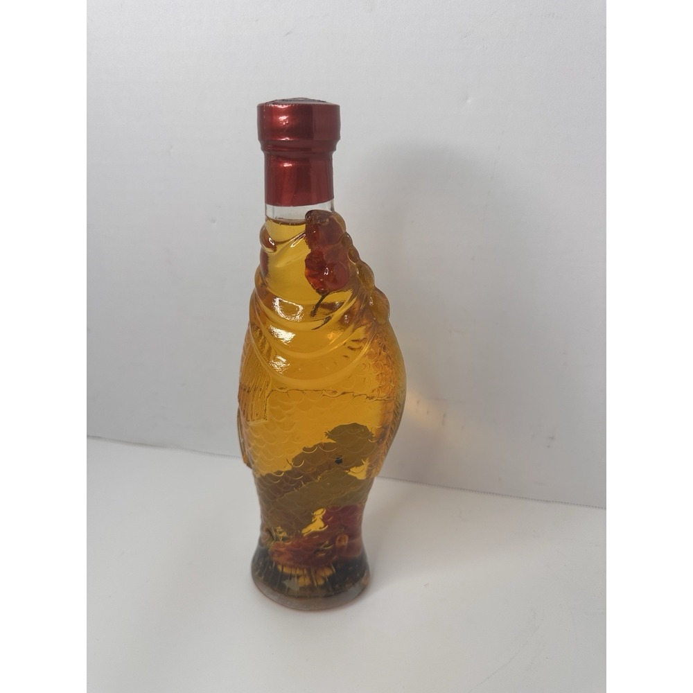 Shonfeld's Decorative Fish Shaped Glass Bottle Infused Vinegar Peppers Garlic 10